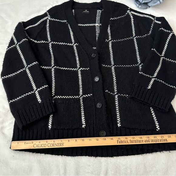 ANINE BING Kurt Cardigan Black & White Plaid Large - Picture 11 of 16